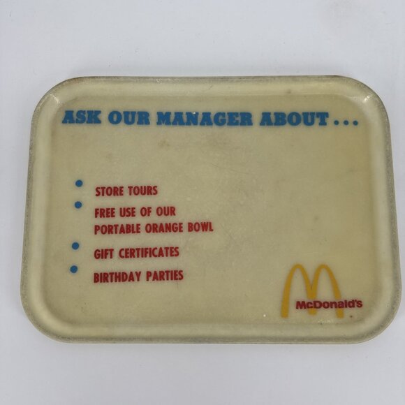 McDonald's Other - Vintage McDONALD'S RESTAURANT Fiberglass Tray Ask Our Manager About... tours